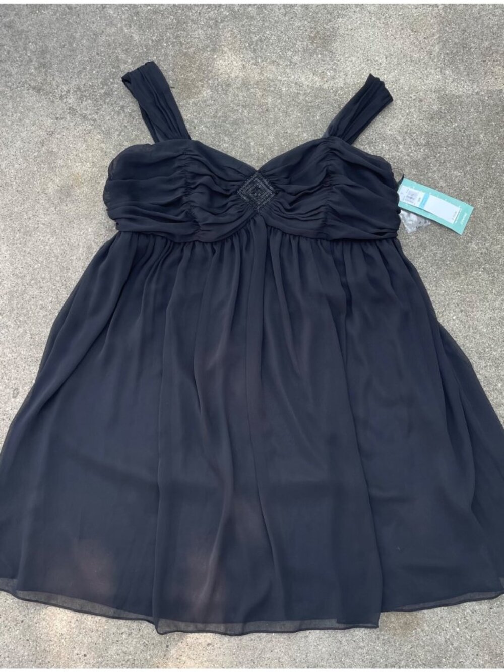 NWT Vtg Y2K London Style Mini Dress Black Layered Beaded 22W Flowy Hoco Formal